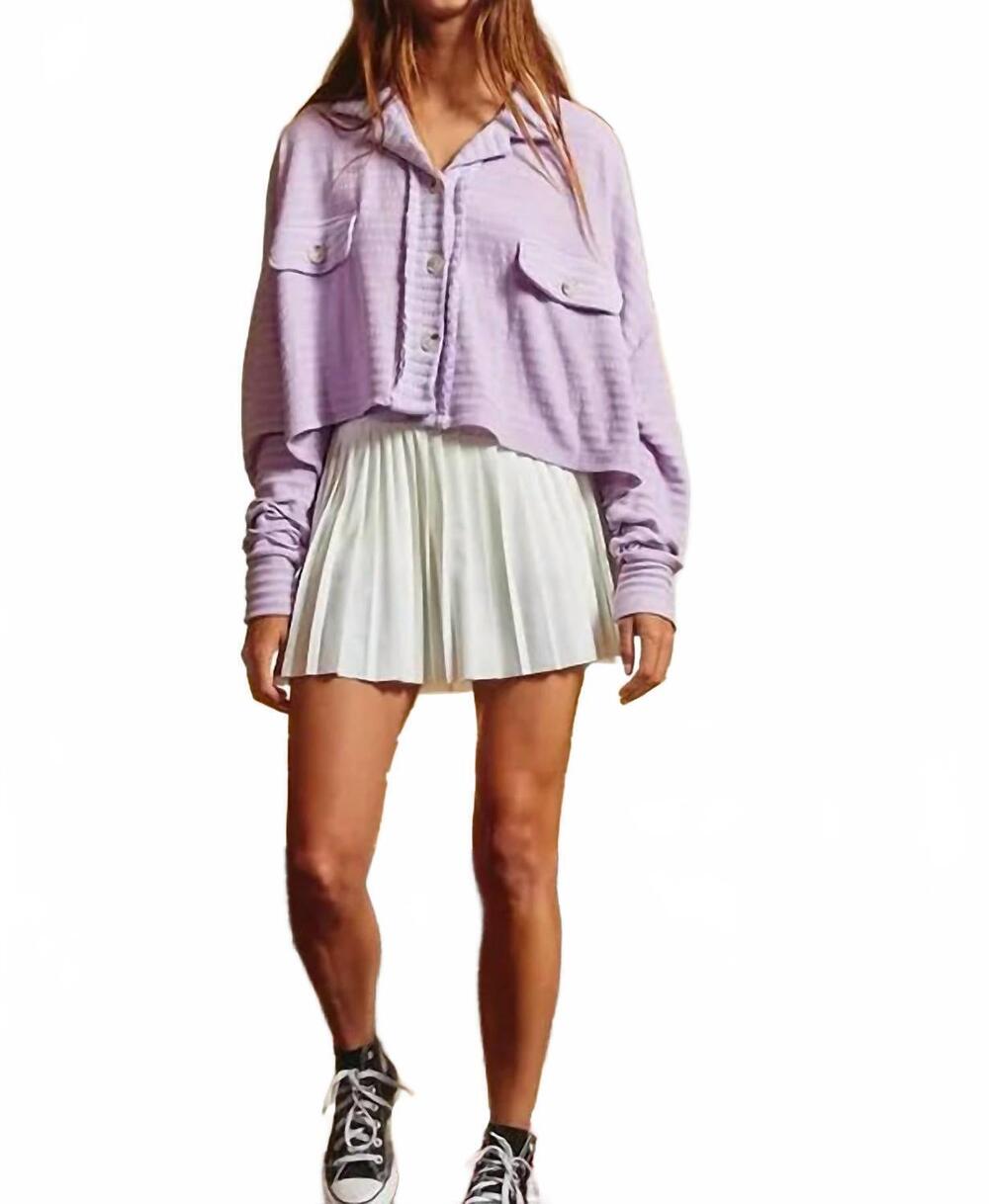 NEW BUCKETLIST loose fit striped crop top in lavender